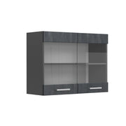 Vicco Mobile da cucina in vetro Calcestruzzo nero 80 cm