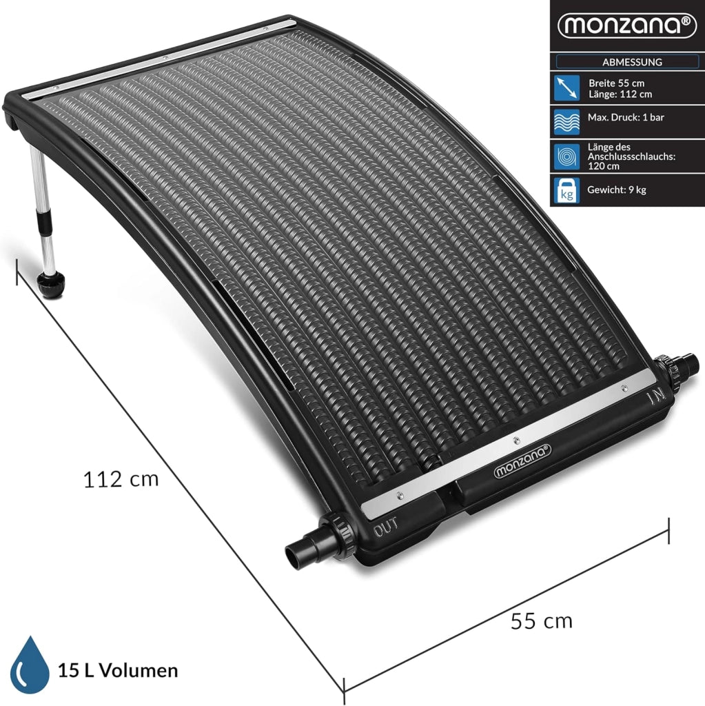 ® 2X Pannello Solare Termico Curvo da Piscina 112x55x14cm per 10000 L/h Tubo 32/38mm Regolabile Riscaldamento