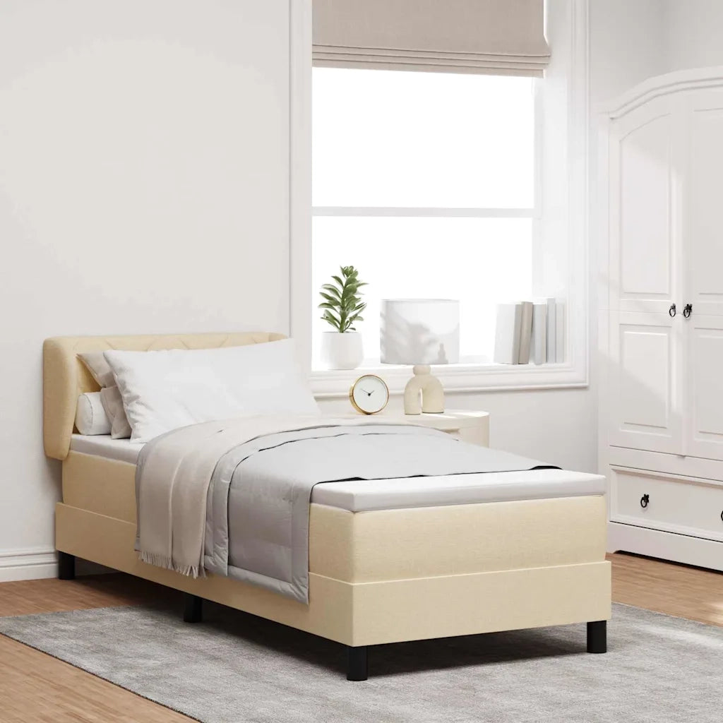 Letto a molle con materasso Crema 80 x 200 cm Tessuto