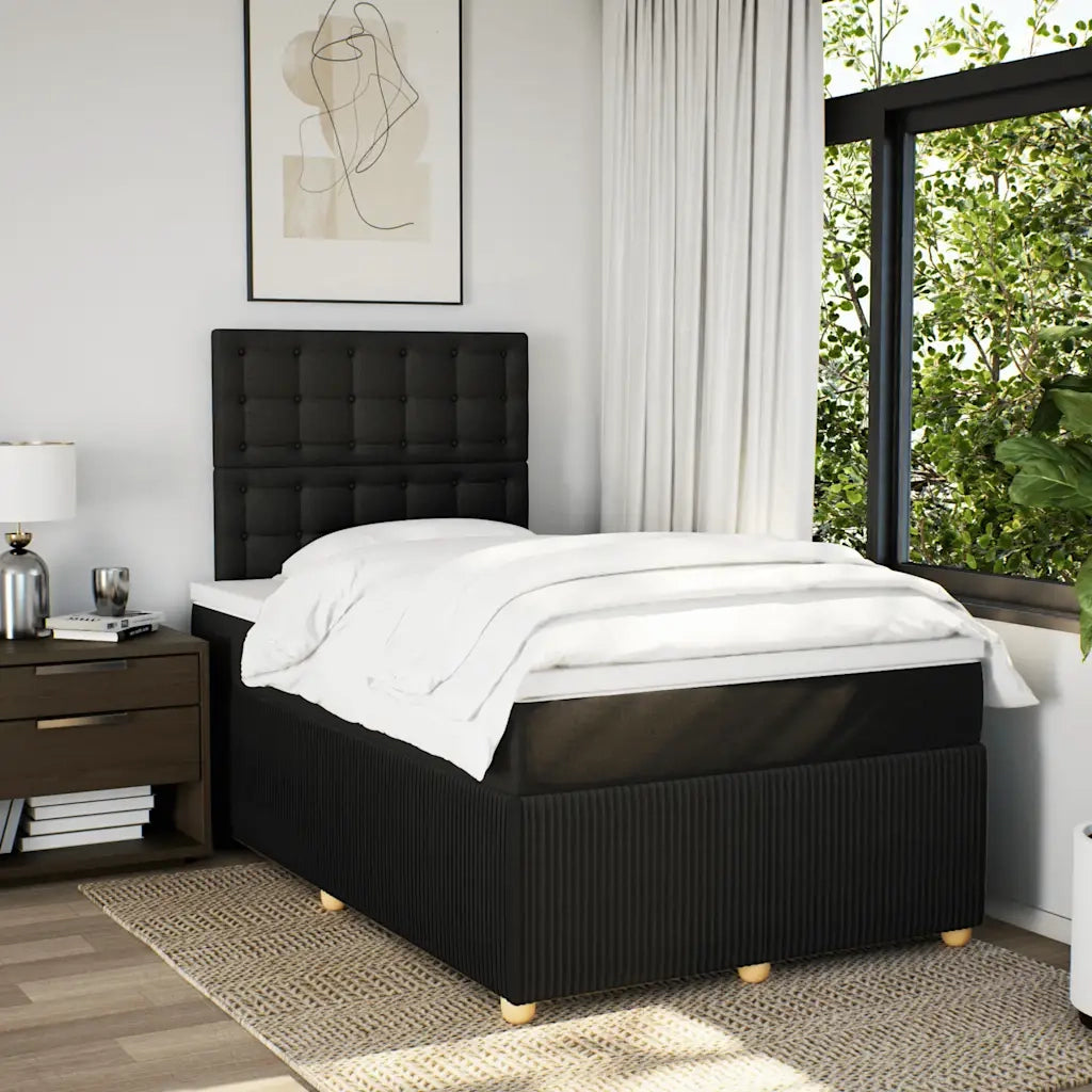 Giroletto a Molle con Materasso Nero 120x200 cm in Tessuto