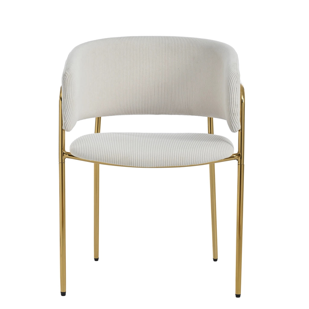 Sedie da Pranzo Set 6 Pezzi ¨C MINIMAL ¨C Velluto a Coste Beige, Gambe Oblique, Piedi Regolabili