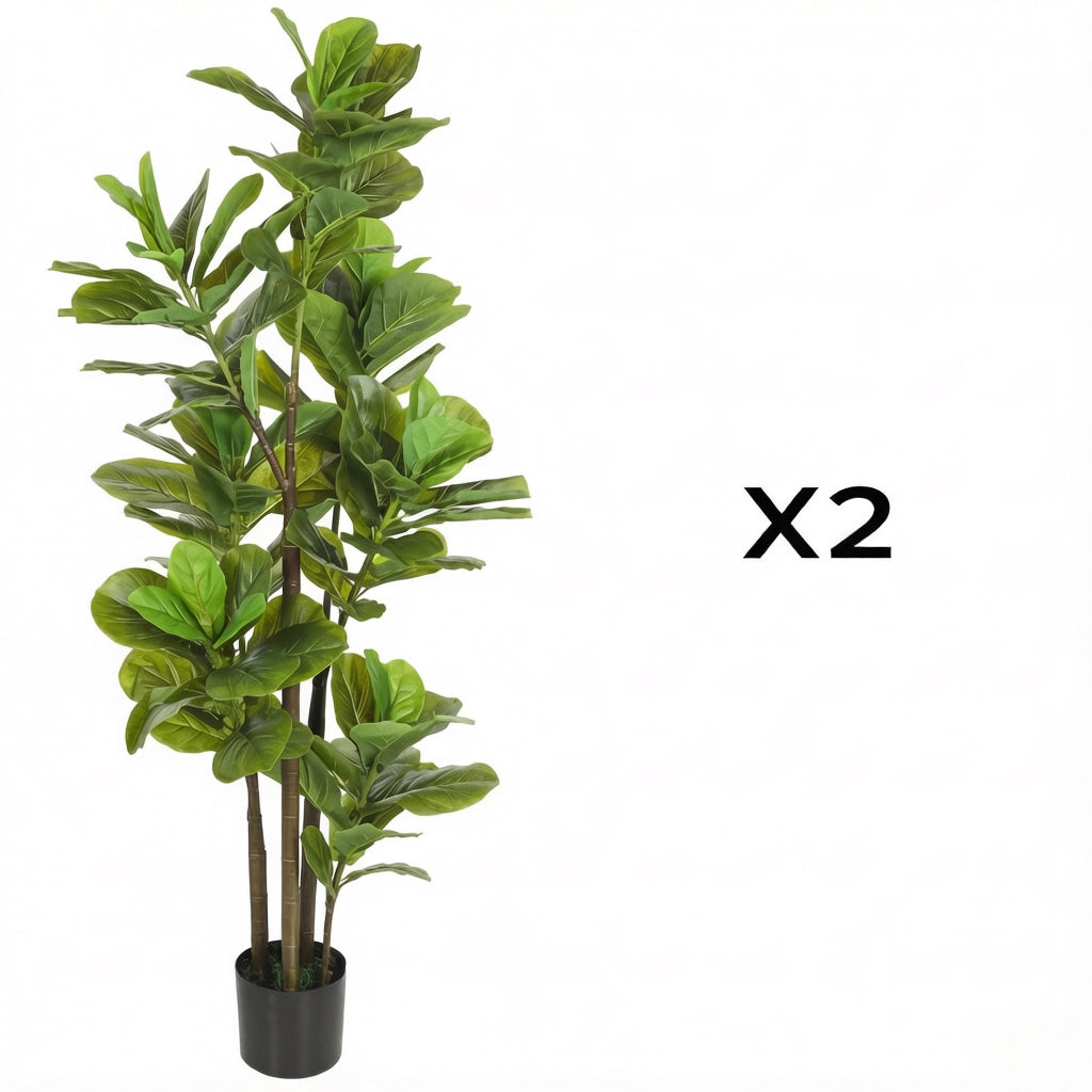 PIANTA ARTIFICIALE Ficus lyrata 150 cm Verde Set da 2 pezzi