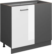 Mobile ad angolo cucina R-Line, Bianco lucido, 86 cm senza piano di lavoro, per la libera combinazione all'interno di sistemi cucina modulari