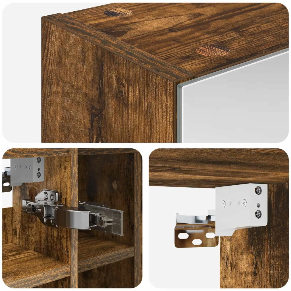 Mobiletto per specchio da bagno Rovere fumé 60 x 14,5 x 50 cm 889075