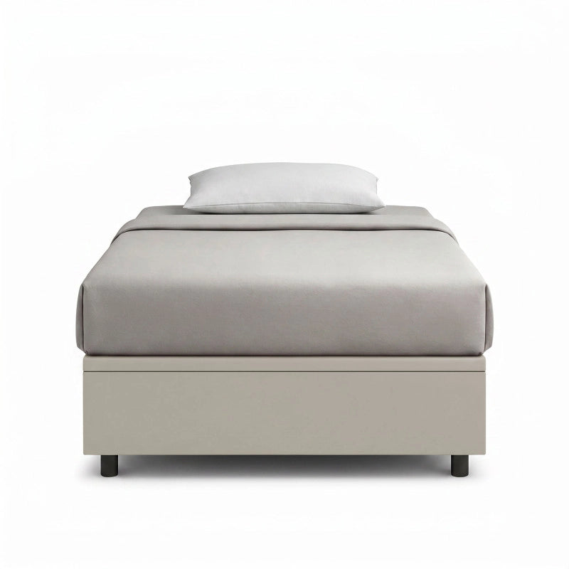 Letto imbottito Singolo 80x190 cm BoxMax - Similpelle,Tortora,Contenitore
