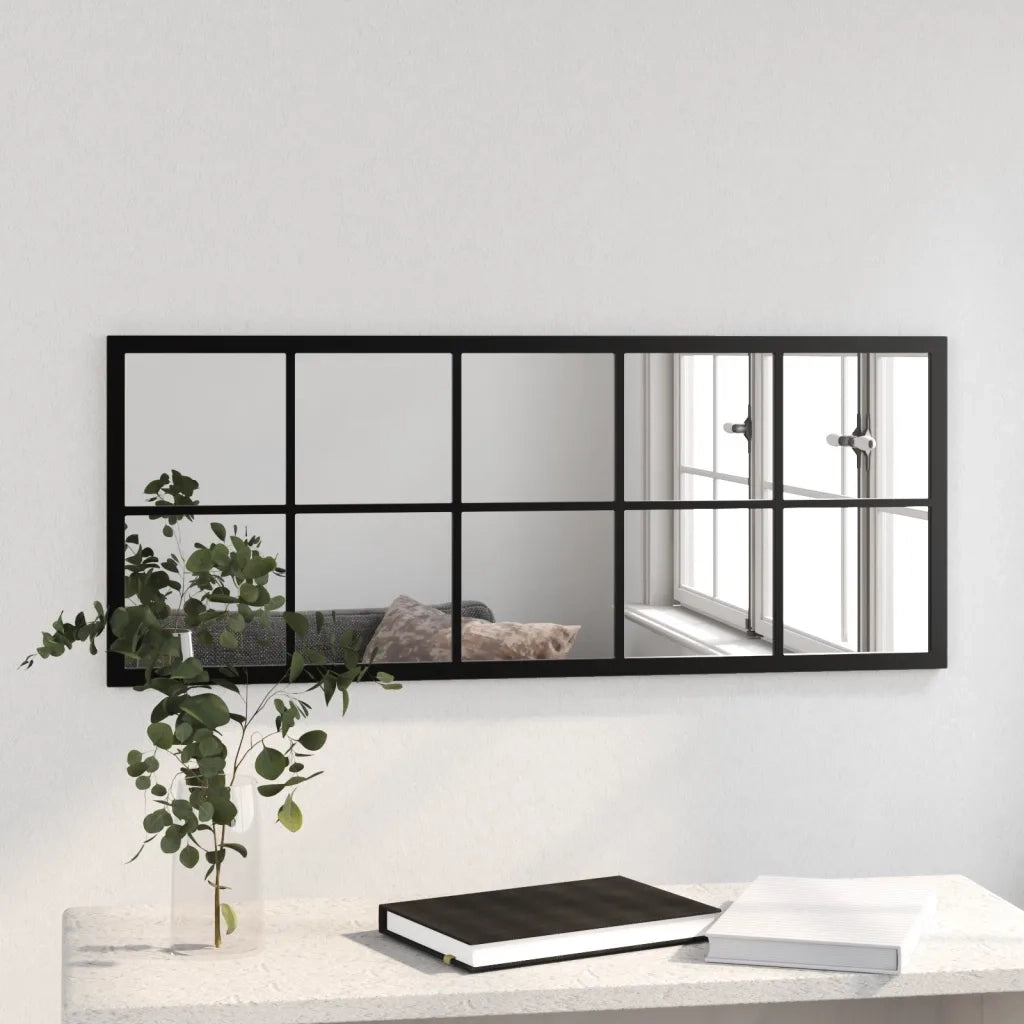 Specchio da Parete Nero 100x40 cm in Metallo 342208