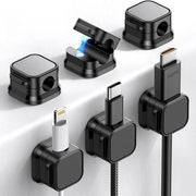 6 pezzi di Ospitante cavo magnetico - Nero - Clip cavo - Organizzatore di ufficio - Autoadesivo - Gestione del cavo