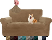 Banchetto per cani in velluto 2 posti con cuscino antiscivolo e lavabile - beige Camel