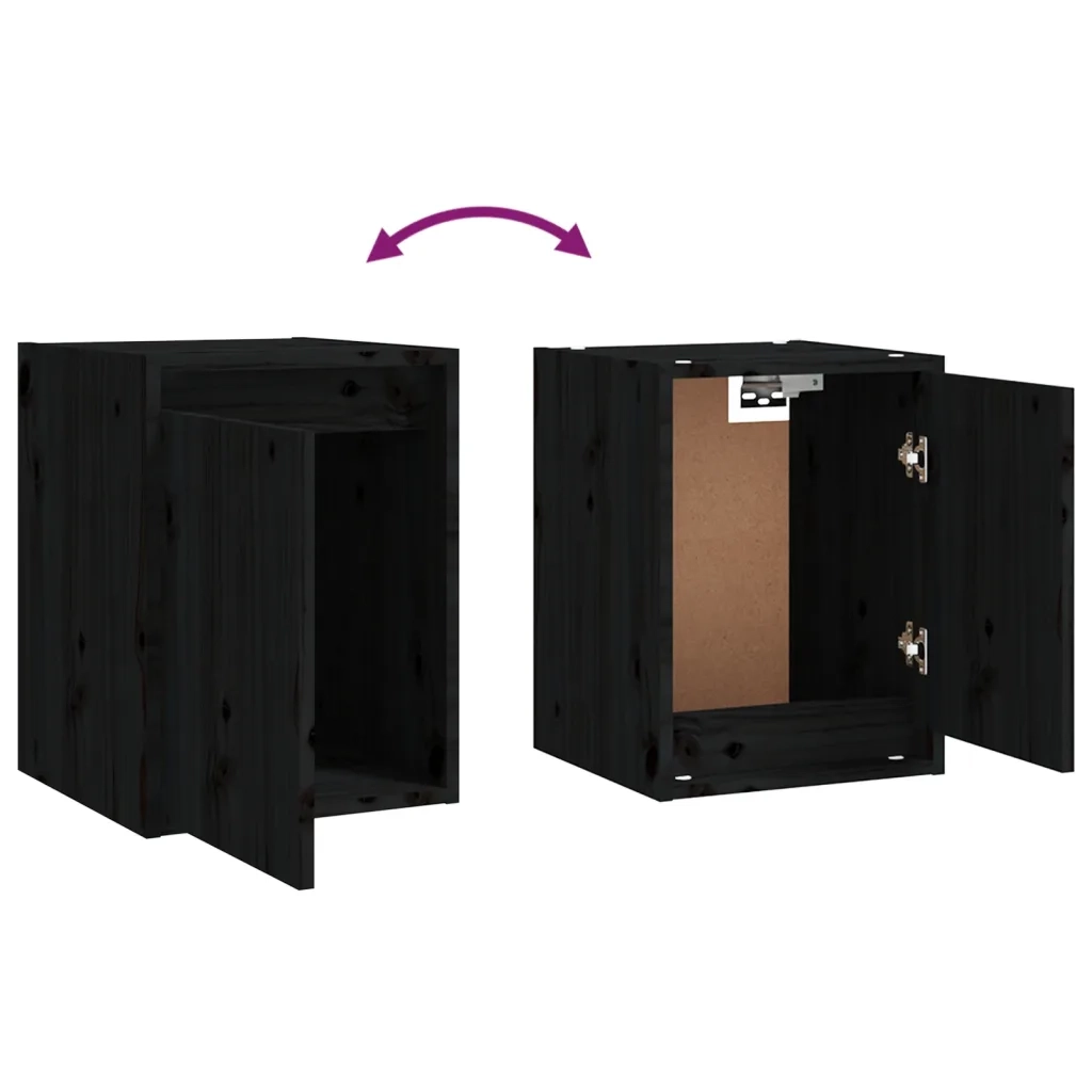 Set di 2 pratici pensili da parete contemporanei decorativi 30 x 30 x 40 cm realizzati in legno massello di pino nero 02_0048086