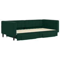 Divano Letto Estraibile Cassetti Verde Scuro 100x200cm Velluto 3196748
