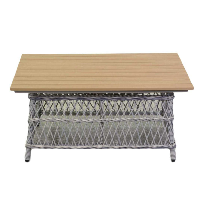 Set Salotto da Giardino Divano 2 Poltrone e Tavolino in Rattan Jefferson Grigio
