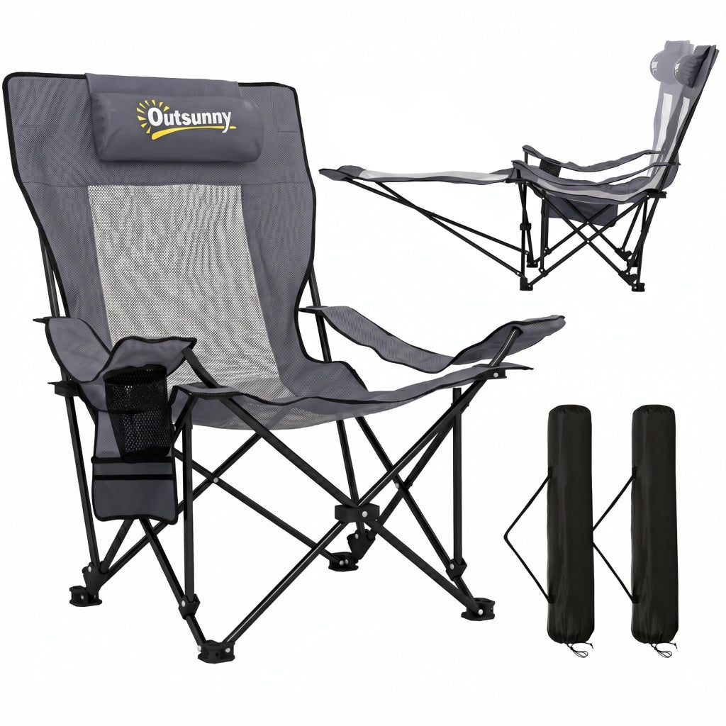 Sedia da campeggio pieghevole con schienale regolabile ¨C zephmum ¨C Grigio scuro