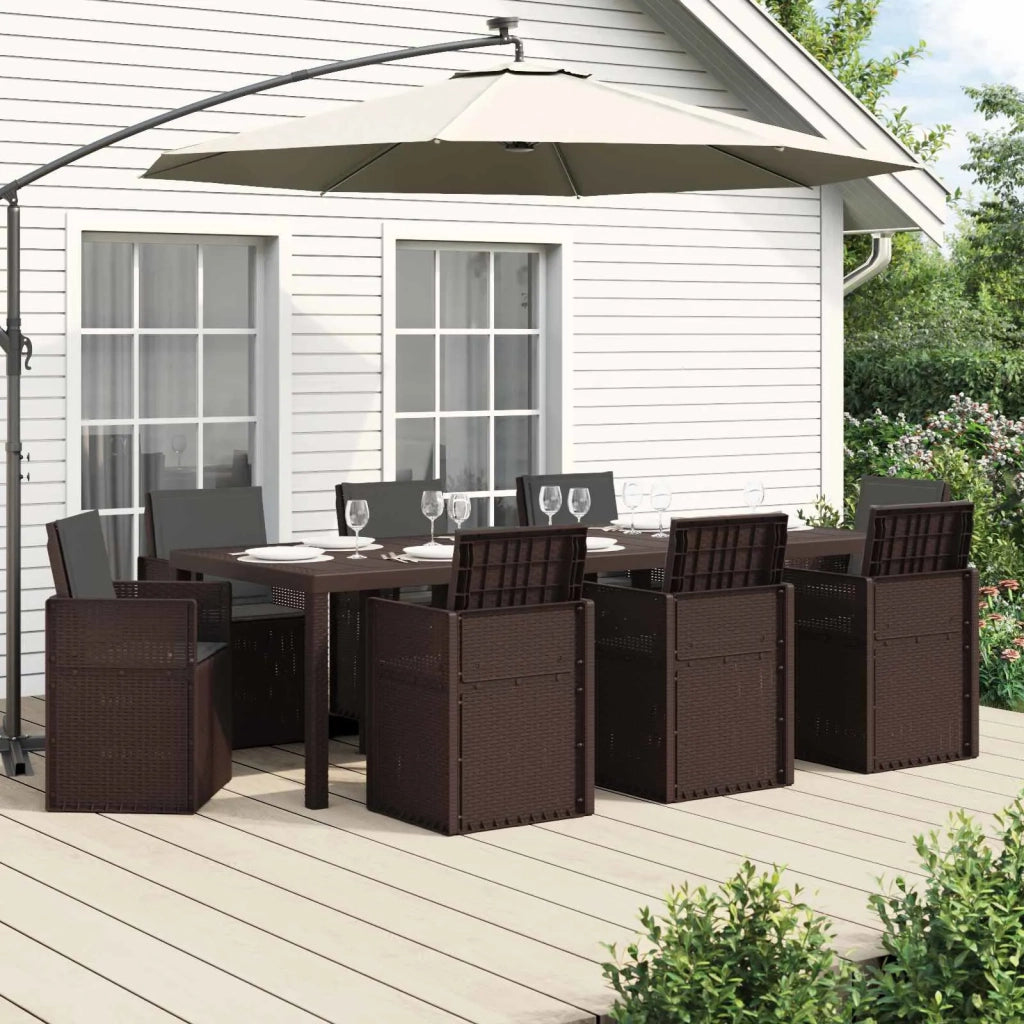 Set da Pranzo per Giardino 9 pcs Marrone e Antracite PP 3430092