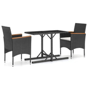 Set Mobili da Pranzo per Giardino 3 pz | Set Salotto da Giardino Nero