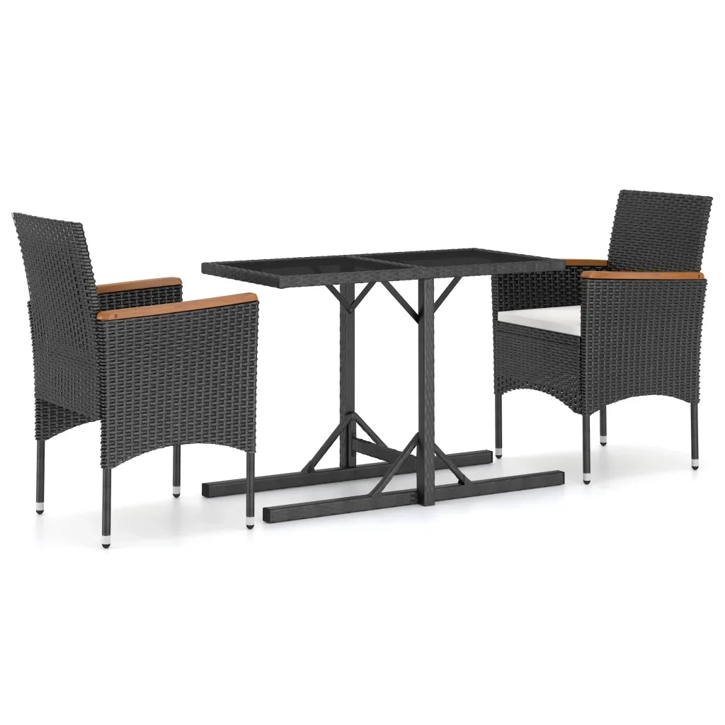 Set Mobili da Pranzo per Giardino 3 pz | Set Salotto da Giardino Nero