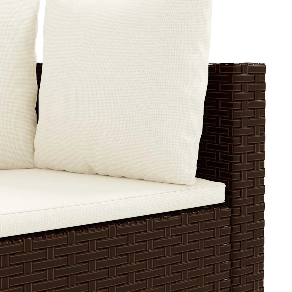 Set Divano da Giardino 6 pz con Cuscini Marrone in Polyrattan