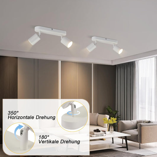 ZMH Faretto da soffitto neri 2 luci GU10 design girevole moderni anche parete per soggiorno camera letto sala pranzo