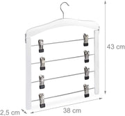 Set di 3 grucce multi-gruccia in legno per abiti e pantaloni clip e ganci salvaspazio 360° bianco 13_0000734