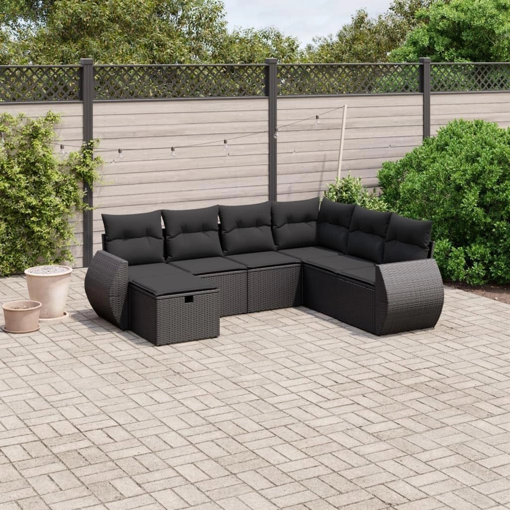 3264141 - Set da pranzo da giardino in rattan sintetico nero, set tavolo e sedie da giardino, tavolo da terrazza e sedie, set da giardino, mobili da giardino