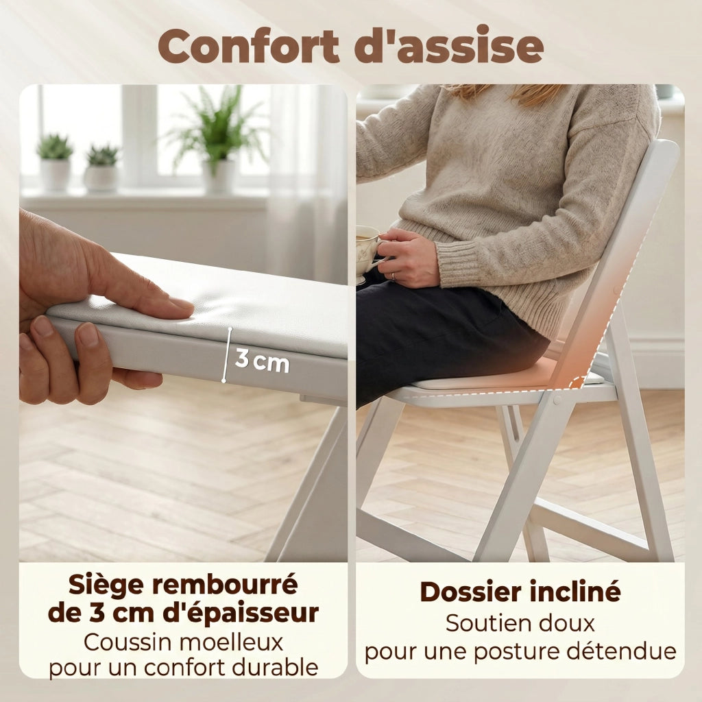 Sedia pieghevole ¨C zephmum ¨C resina e PU, 45x44x78 cm, bianco