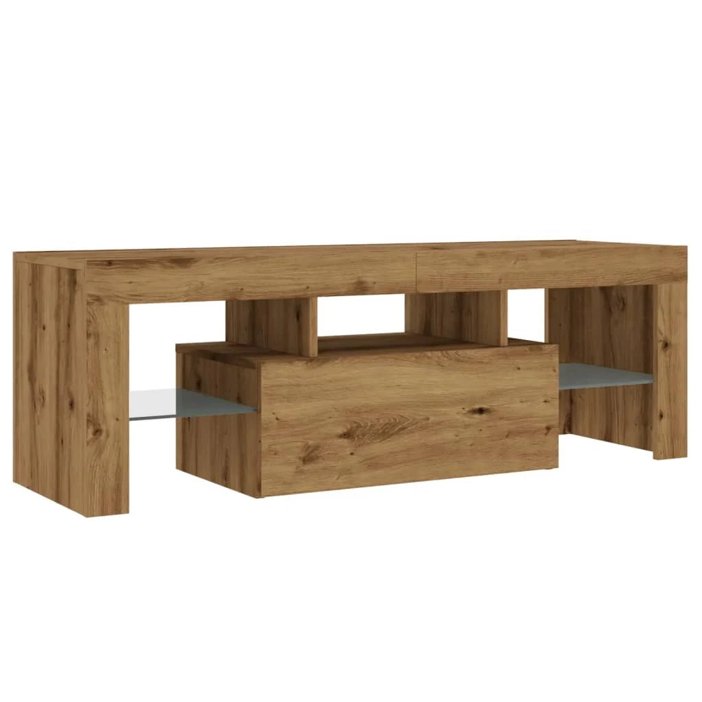 Mobile TV multimediale mensola per TV credenza mobile TV sala da pranzo soggiorno camera da letto con luci a LED rovere lavorato a mano legno marrone ingegnerizzato 02_0026710