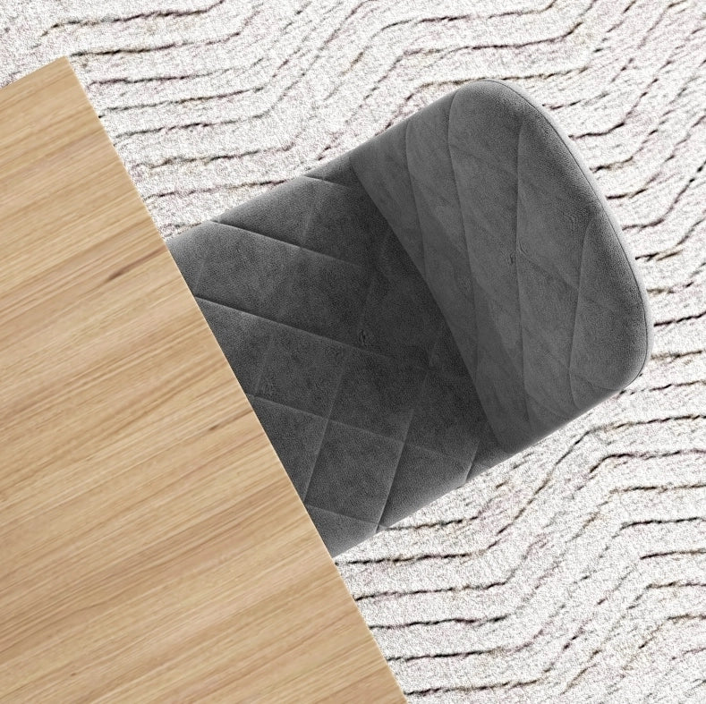 Set di 4 sedie da pranzo moderne con schienale; effetto velluto grigio; struttura in acciaio