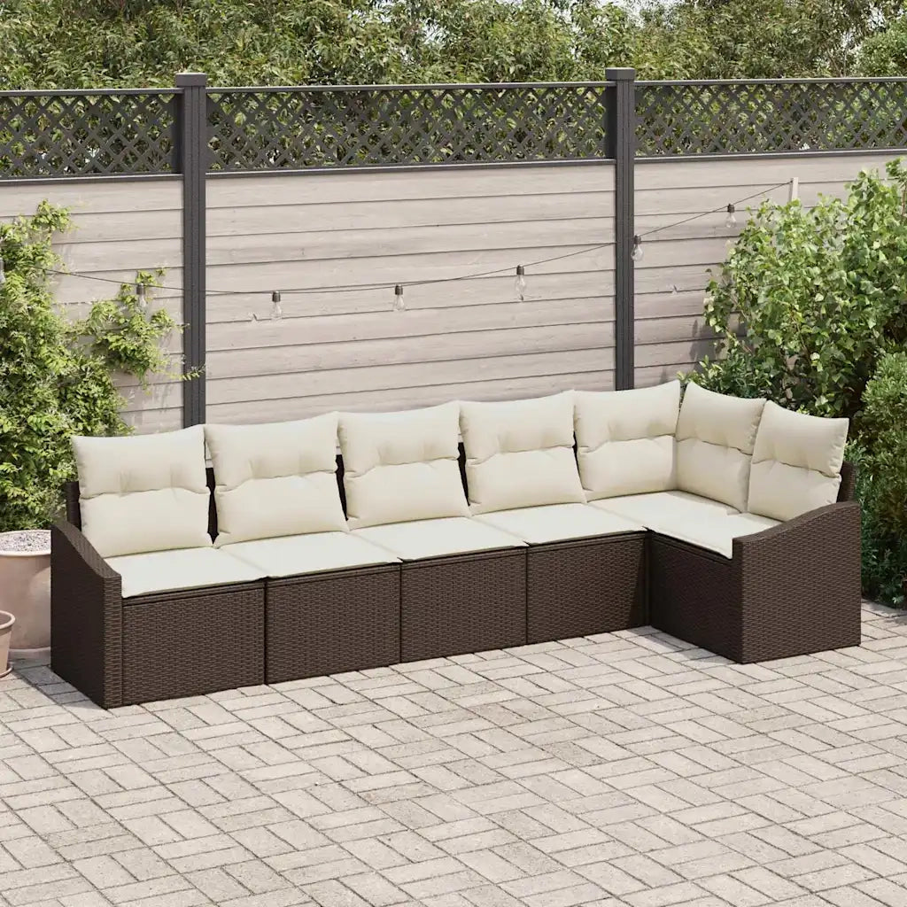 Set Divano da Giardino 6 pcs Marrone e bianco polyrattan 3355407