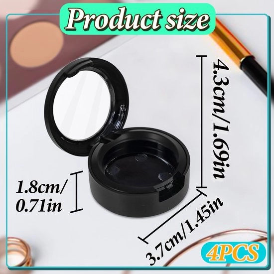 Borsa di protezione per gli occhi - 4 pezzi - Scatola di makeup vuota - Plastica - 35 mm - Per viaggio - Nero - Scatola di makeup