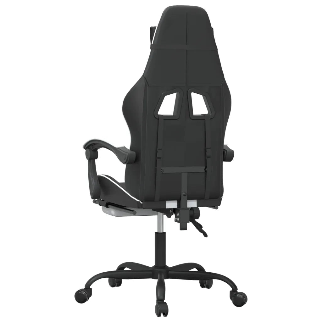 Sedia da Gaming | Sedia da e-sports Girevole Poggiapiedi Nero e Bianco Similpelle