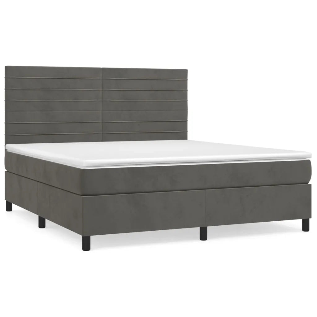 Giroletto a Molle con Materasso Grigio Scuro 160x200 cm Velluto 3143092
