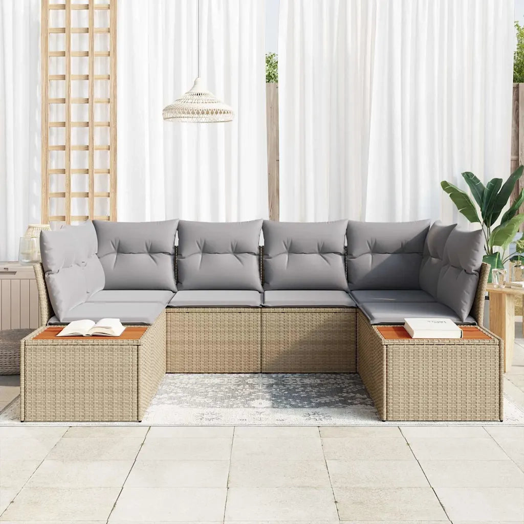 Set Divano da Giardino 6 pcs Beige e Grigio Chiaro Polyrattan 3356825