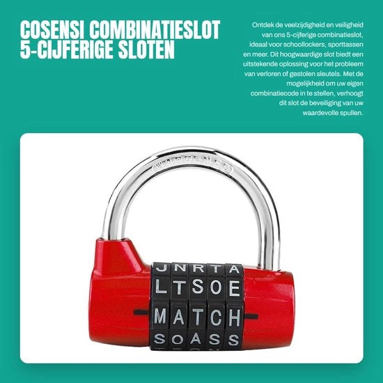 Cassaforte a combinazione 5 cifre - Chiusura a molla - Resistente alle intemperie - Acciaio inossidabile - Flessibile - Lega di zinco di alta qualità - Chiusura combinata