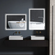 Specchio da bagno LED con ingrandimento 3x, touch, 3 tonalità luce, antifog, bianco