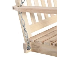 Dondolo per Esterno Sospeso per 2 Persone in Legno e Catene in Metallo, Colore Naturale 119x65x61cm