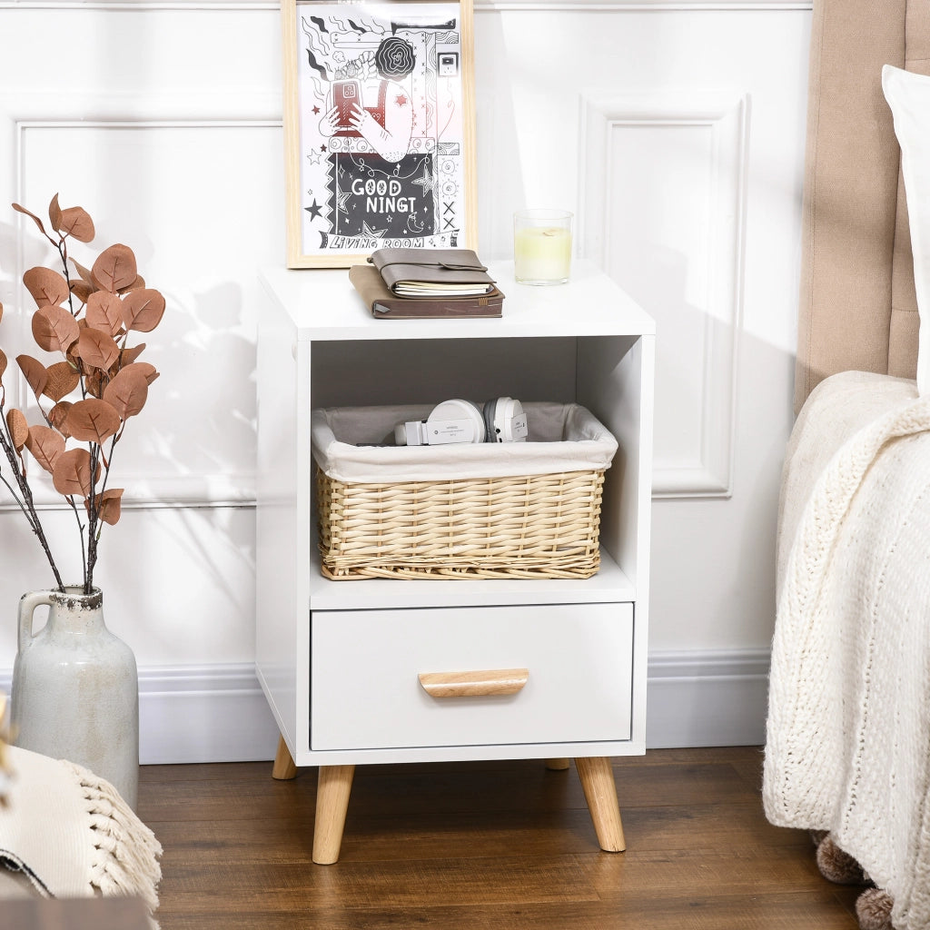 Comodino con cassetto e ripiano ¨C zephmum ¨C bianco 40x40x62 cm