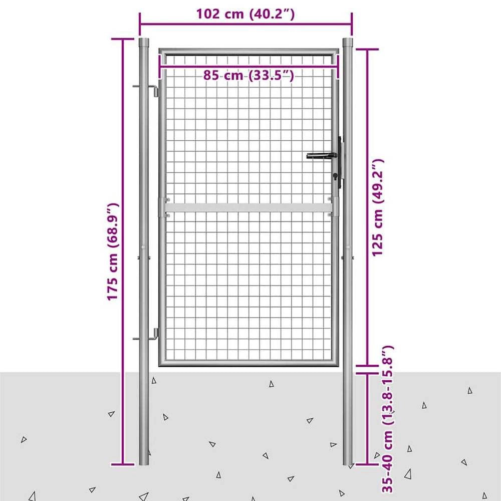 Garden Gate, Galvanized Steel, 105 X 125 Cm, Silver