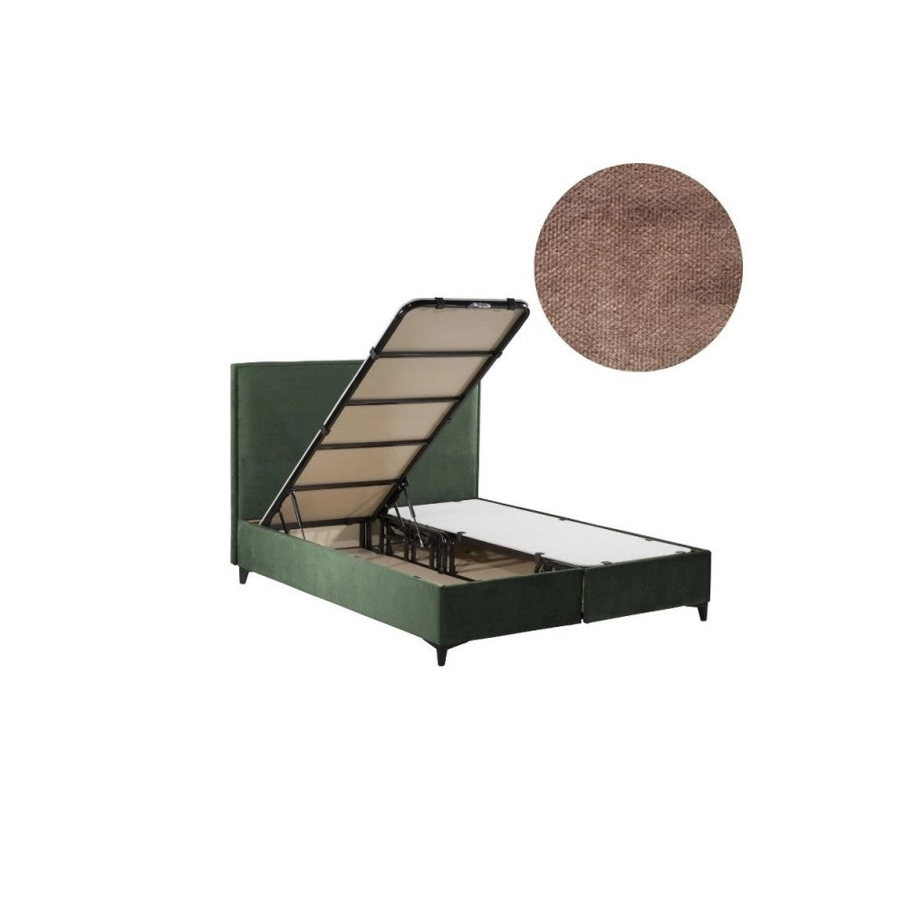 Letto matrimoniale contenitore in velluto tortora Frame – Eleganza e Funzionalità