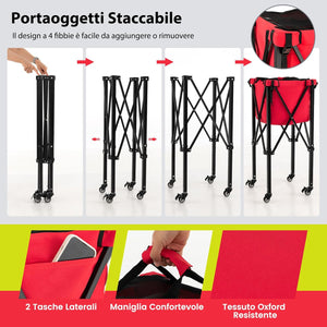 Carrello Porta Palline da Tennis, Carrello da Tennis Pieghevole in Alluminio con Ruote Frenate, Borsa Rimovibile Tasche Laterali, Borsa per Il Trasporto, Max 150 Palline Tennis