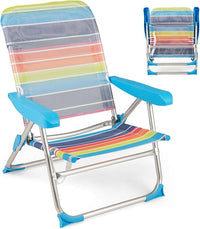 Set di 2 Sedie da Spiaggia, Sedia da Picnic Pieghevole con Braccioli, Schienale Regolabile a 4 Posizioni, Poltrona da in Alluminio Portatile per Pesca, Campeggio (64 cm x 64 cm x 83 cm)