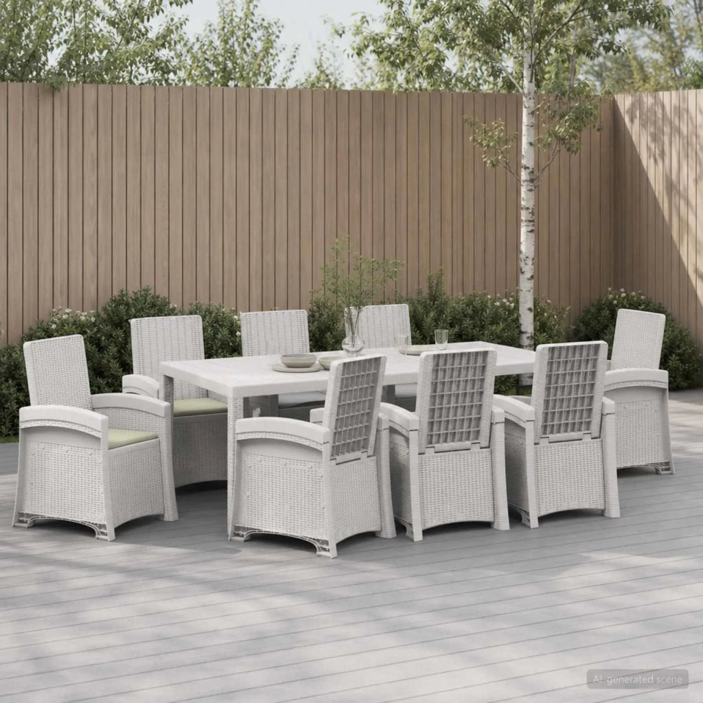 Set da Pranzo per Giardino 9 pz Bianco e Crema PP 3430159