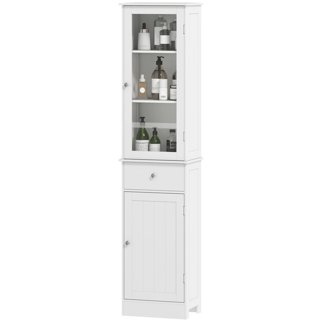 Mobile Colonna Bagno Salvaspazio ¨C Xylo ¨C Bianco 40x27x171.5cm MDF con Cassetto e Ripiani