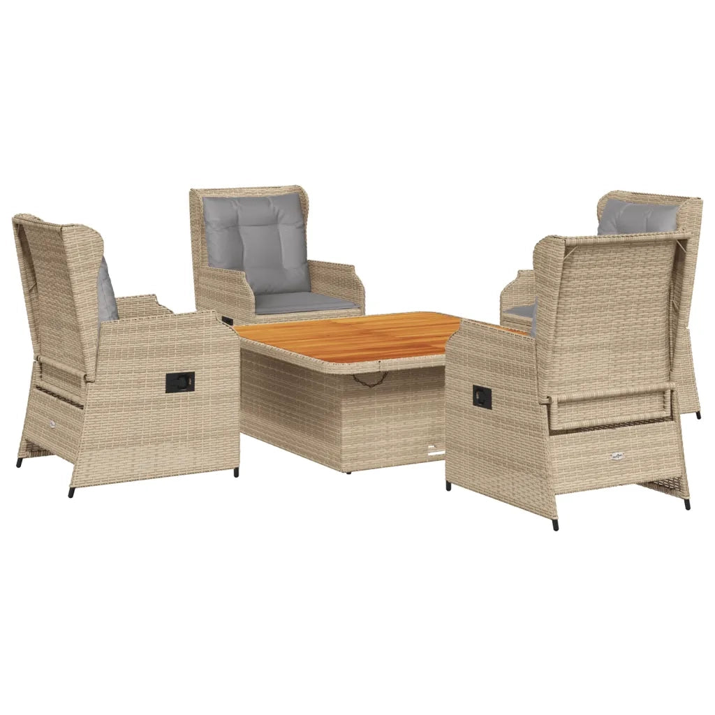 Set Divani da Giardino 5 pz con Cuscini in Polyrattan Beige 3262743