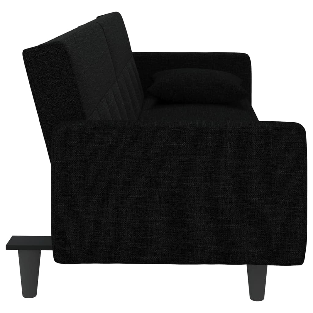 Divano letto con cuscini 220 x 100 x 53 cm tessuto nero 02_0019831