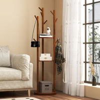 Attaccapanni girevole a forma di albero, Appendiabiti con 3 Ripiani e 9 Ganci, Appendiabiti 167 cm per Ingresso Salotto Camera da Letto