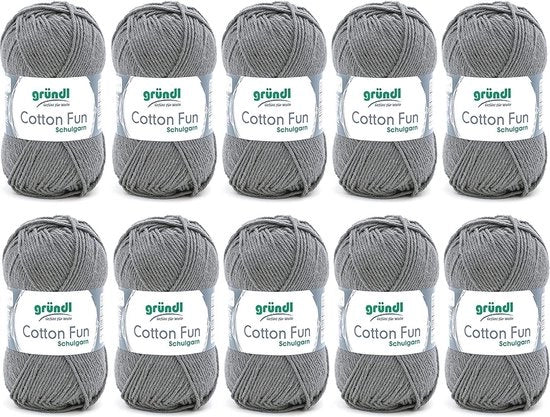 Set di Filati in Lana di Cotone Bambino - Certificato Oeko-Tex - 10 Palline da 50g Antracite