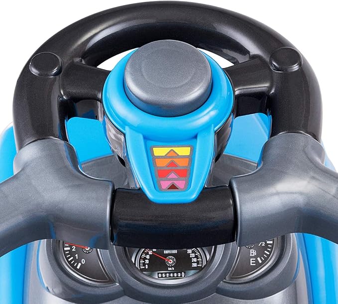 3 in 1 Macchina Cavalcabile a Spinta per Bambini, con Guardrail Staccabili e Maniglia Clacson, Spazio di Archiviazione Nascosto e Design Anti-ribaltamento, Ideale per Bambini 2-6 Anni (Blu)