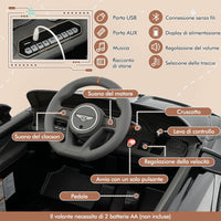 Bentley 12V Macchina Elettrica per Bambini, Auto Elettrica con Telecomando Luci a LED, Velocità Regolabile 3-5 km/h, Veicolo Elettrico per Bambini 37-96 Mesi (Nero)