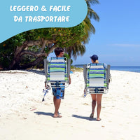 Set di Sedie da Spiaggia e Tavolino, Sedie da Esterno Reclinabili con Tavolino da Campeggio, Set di Tavolino in Alluminio e 2 Sedie Pieghevoli da Spiaggia a 5 Posizioni (Blu+Verde)