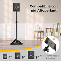 Supporti Regolabili in Metallo per Altoparlante da Terra, 2 Supporti per Casse con Base Triangolare Stabile, Adesivi Antiscivolo, Altezza Regolabile da 97-157 cm