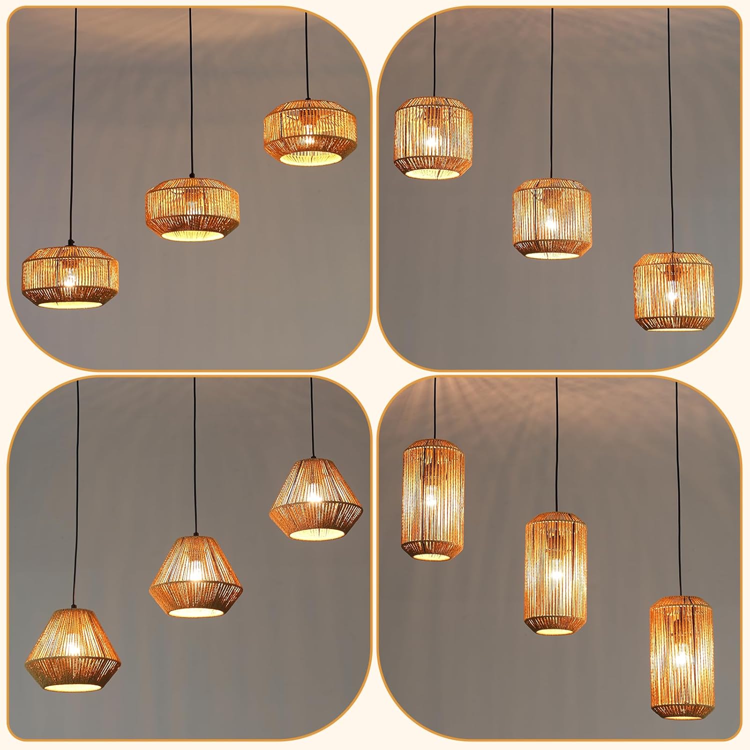 Lampada a sospensione ZMH vintage a 3 luci E27 per sala da pranzo (lampadina non inclusa)